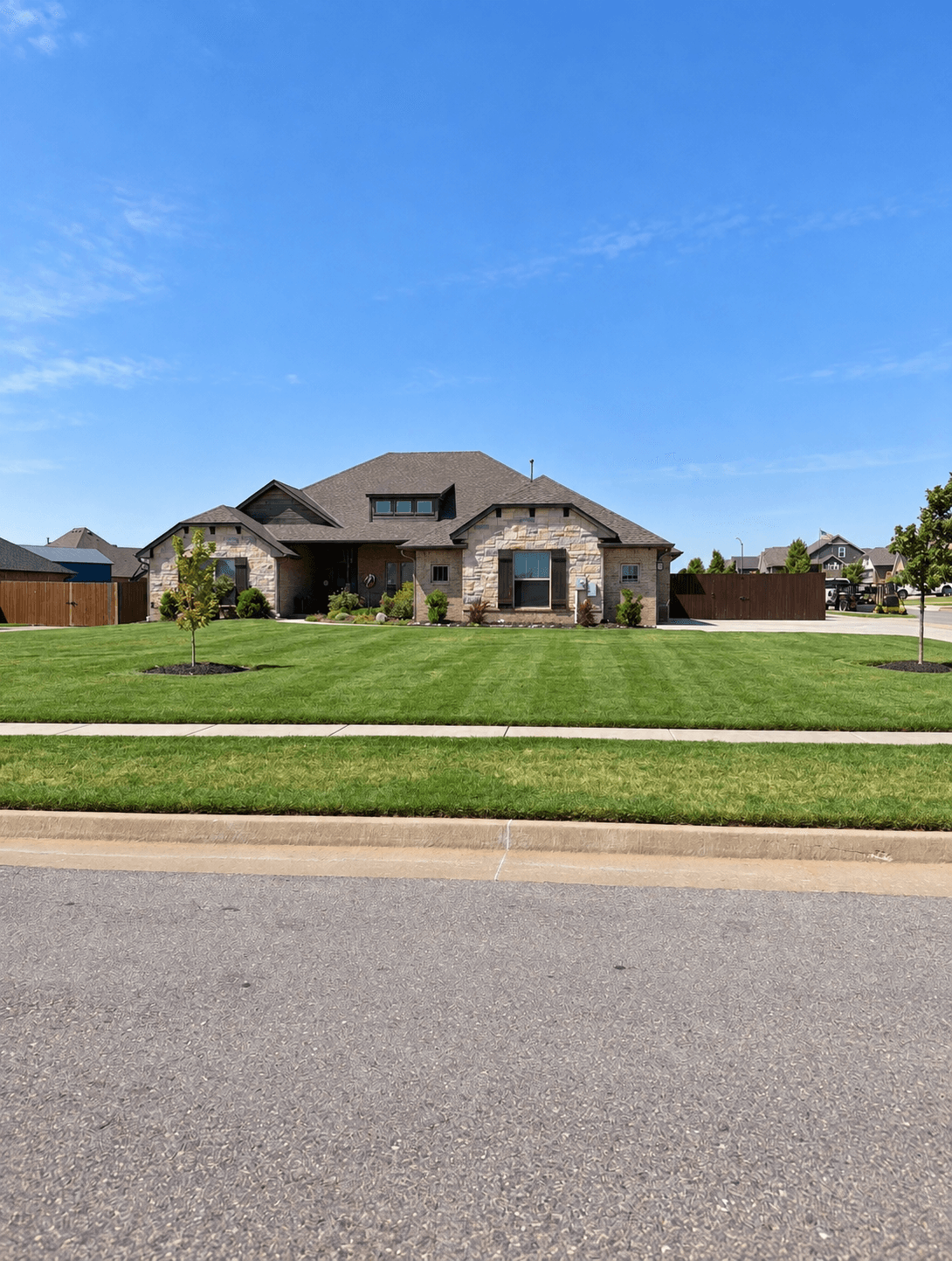 Professionally maintained residential front lawn