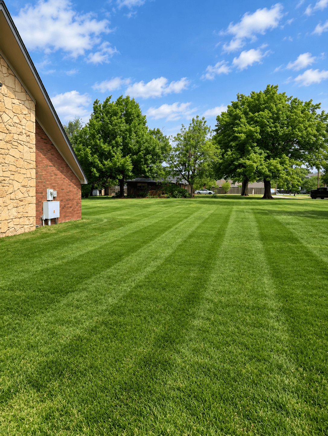 Close-up of clean lawn striping