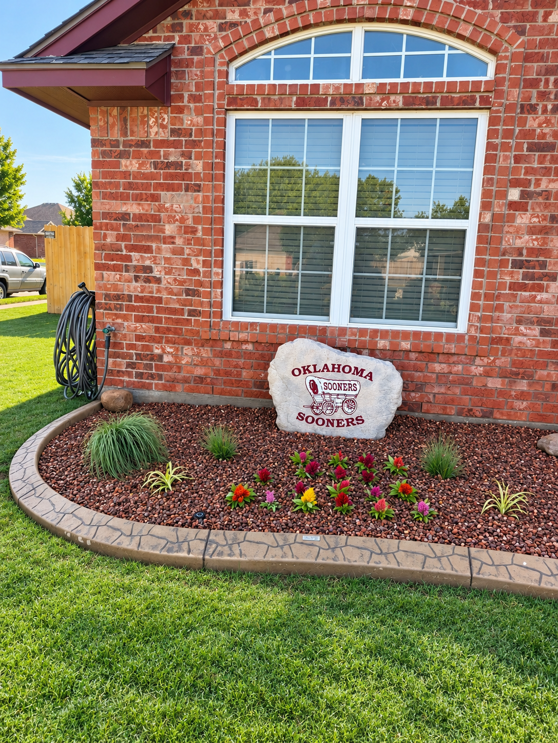 Rock and flower bed with clean border